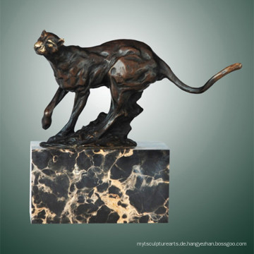 Tier Bronze Skulptur Leopard Carving Deko Messing Statue Tpal-291